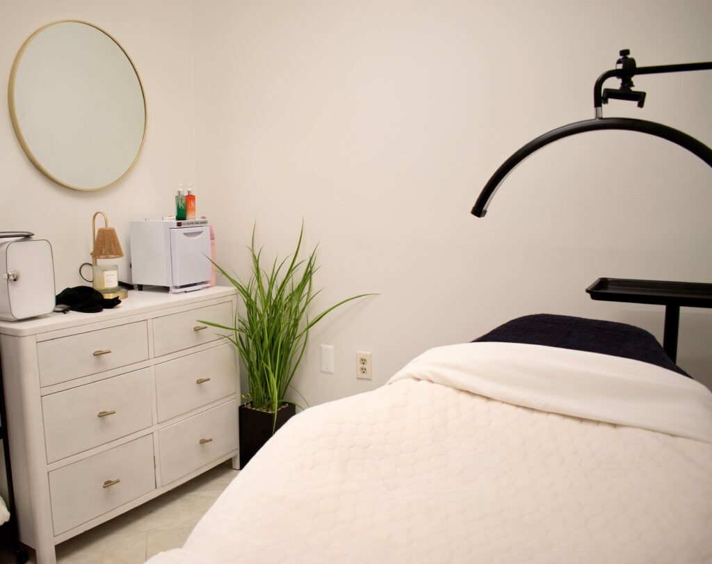 esthetician and spa treatment table