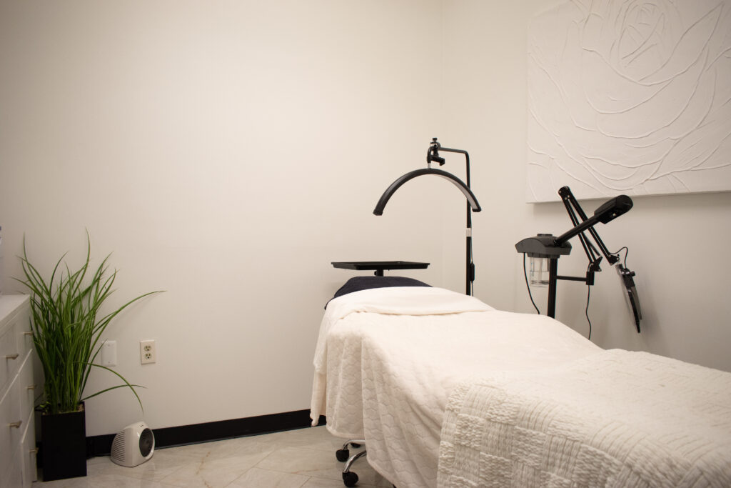 esthetician and spa treatment table