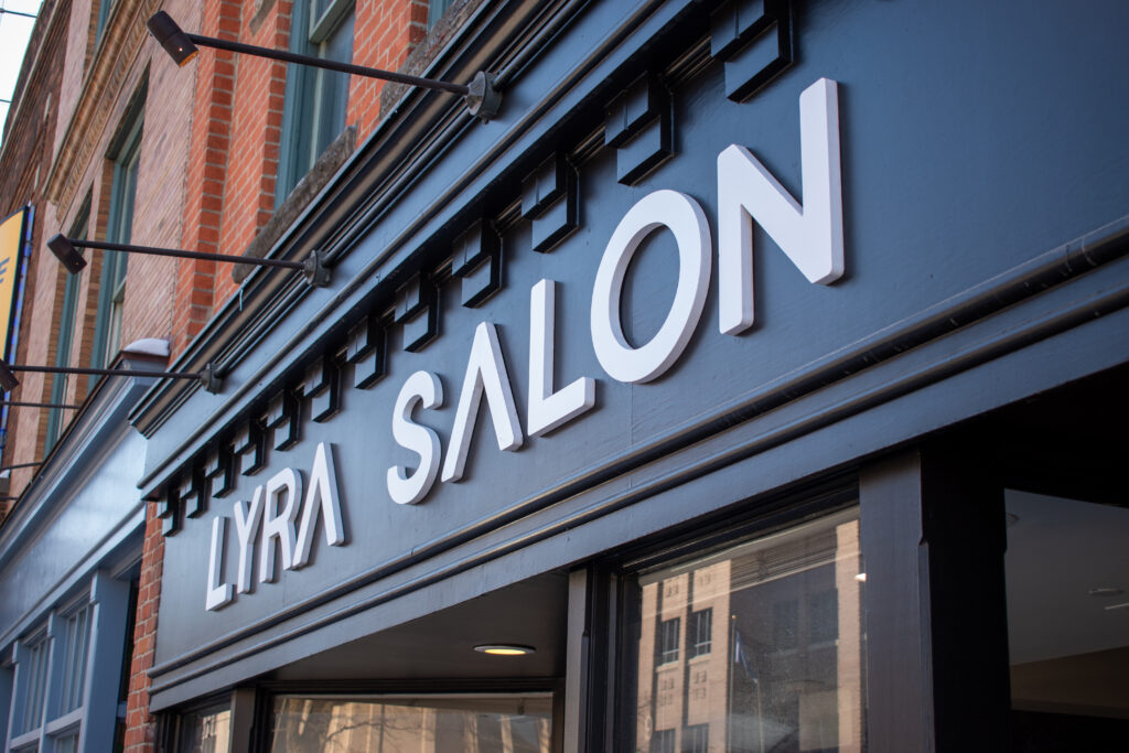 Lyra Salon storefront from main street